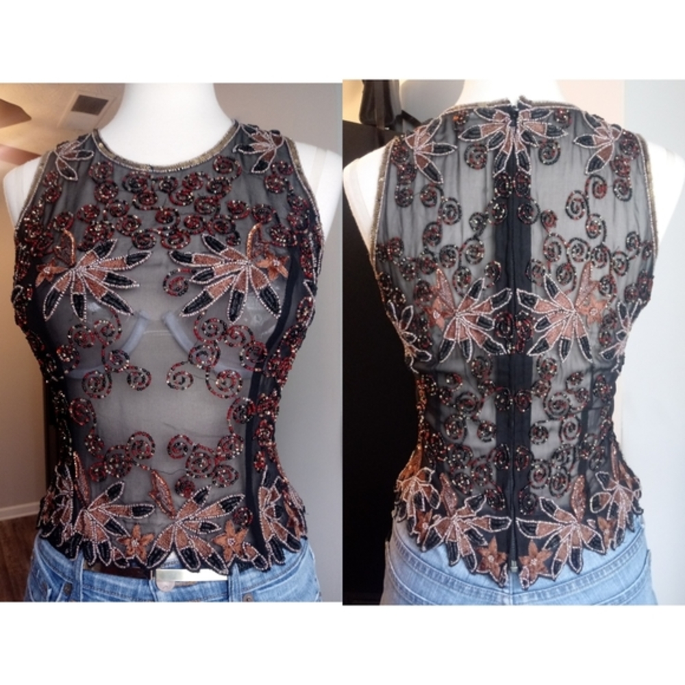 Hand Stitched Silk Beaded Top